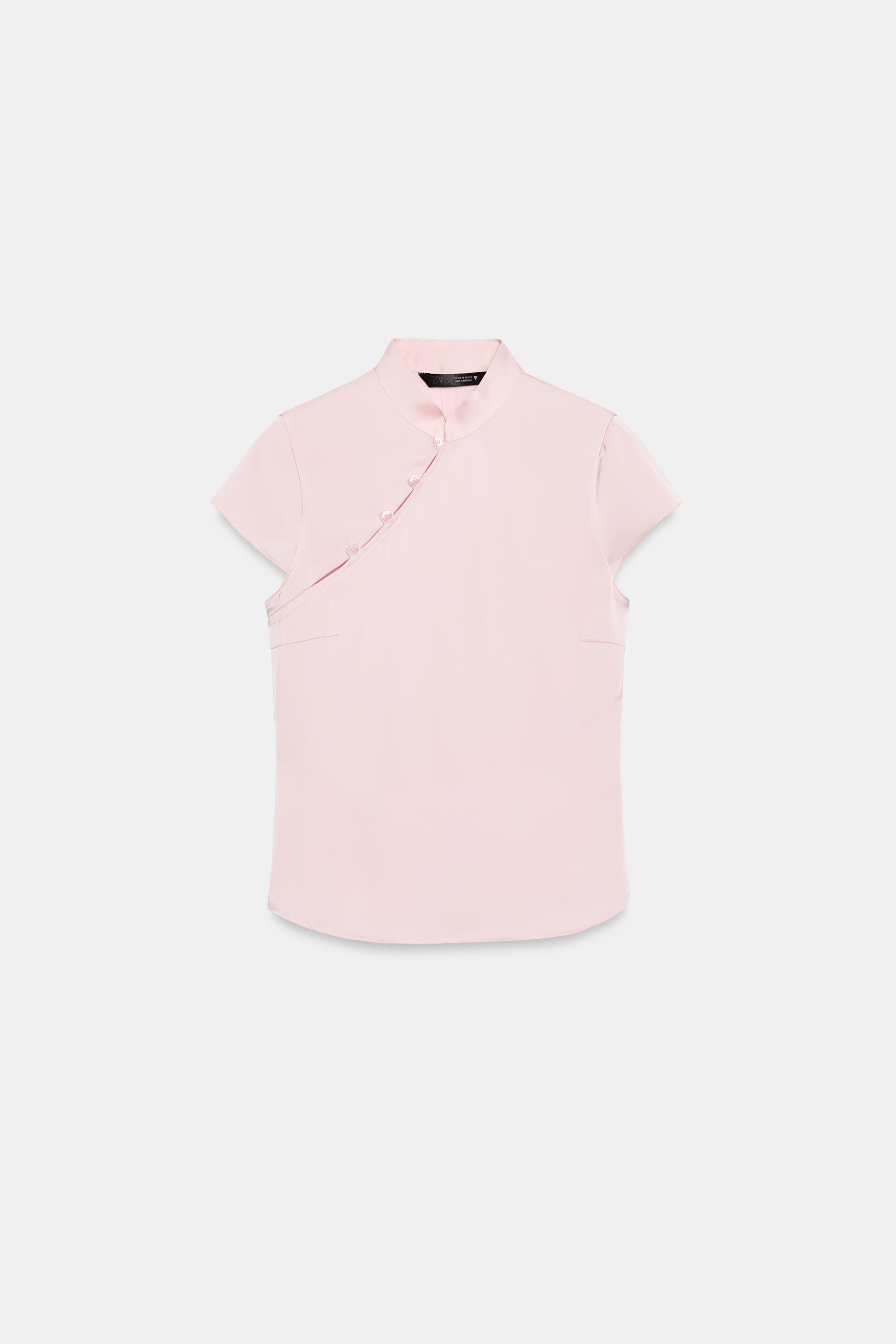 SATIN EFFECT TOP WITH SIDE BUTTONS